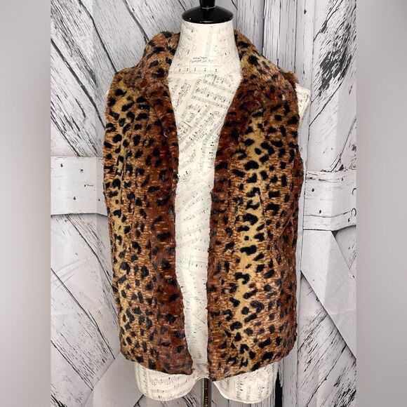 Betsey Johnson Faux Fur Leopard Cheetah Vest M - Picture 1 of 7